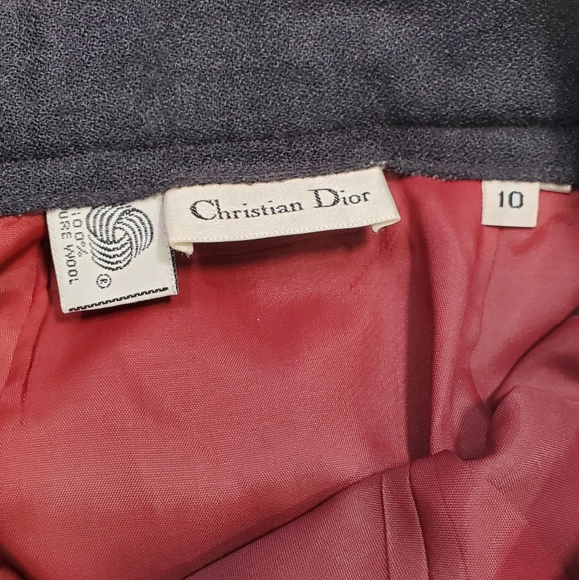 Vintage Christian Dior 100% Wool Gray Skirt sz 10 - Picture 6 of 14
